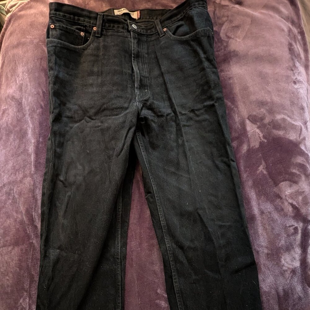 LEVIS JEANS PANTS Relaxed Fit 550 W 40 L 30 Mens Dark Black Wide Leg Levi Jean